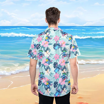 Men’s Hawaiian Beach Shirt – Tropical Floral Short Sleeve Button Up