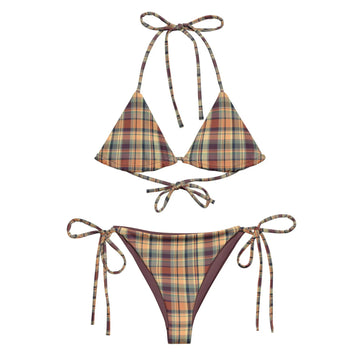 Plaid Triangle Bikini Set – Adjustable Two-Piece Swimsuit – Retro Check Beachwear