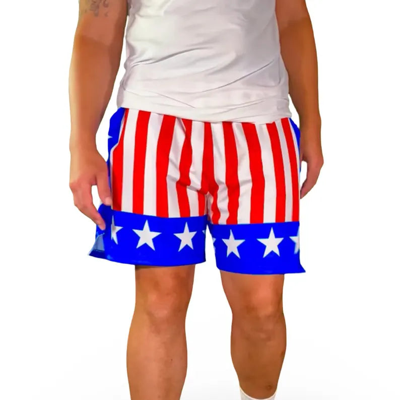 American Flag Athletic Shorts – Red White & Blue Stars and Stripes – Patriotic Sportswear
