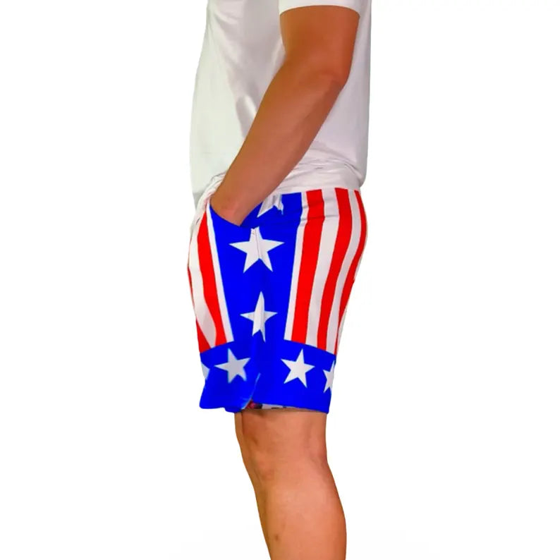 American Flag Athletic Shorts – Red White & Blue Stars and Stripes – Patriotic Sportswear