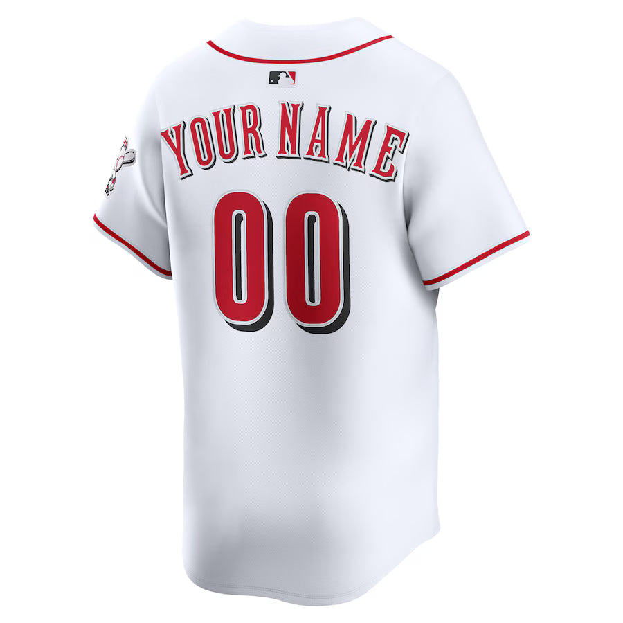 Custom White Baseball Jersey – Personalized Name & Number – Reds Team Fan Gift